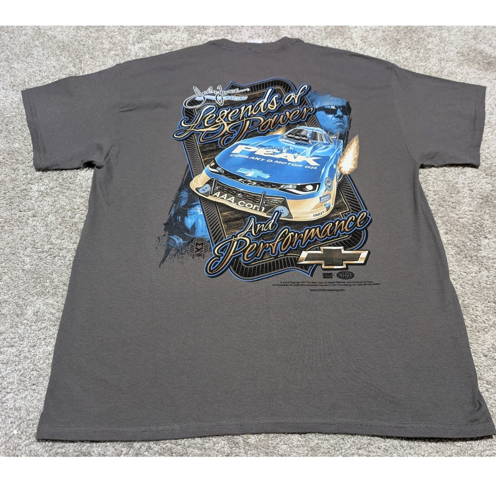 T-Shirt Mens XL Gray John Force Racing Legends of Power Graphic Pocket Tee Rare